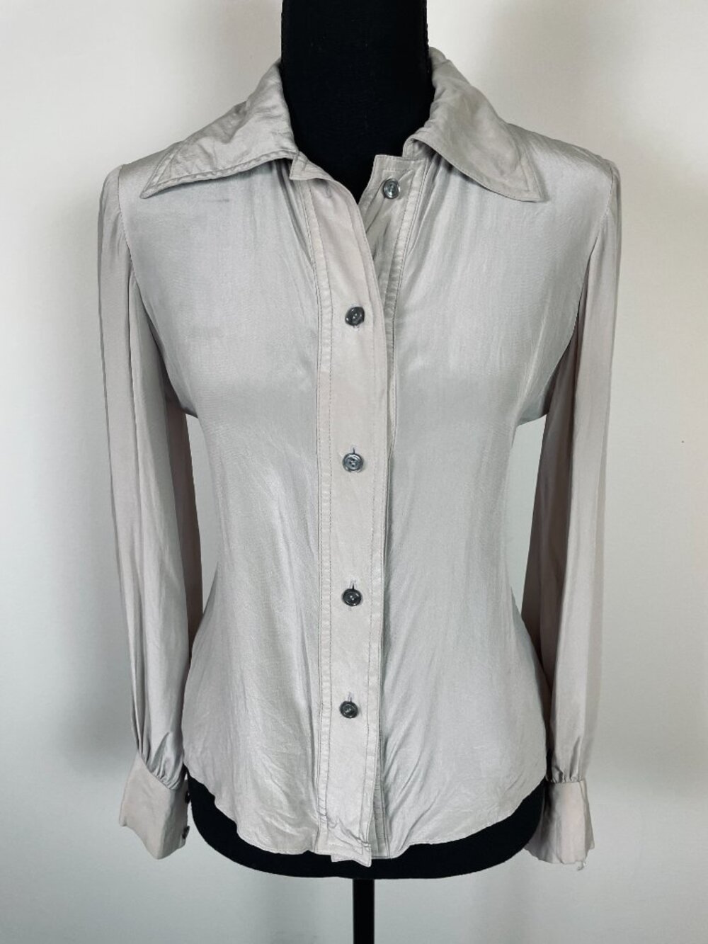 VINTAGE Rizkallah for Malcolm Starr button-up blouse, 100% Pure Silk
